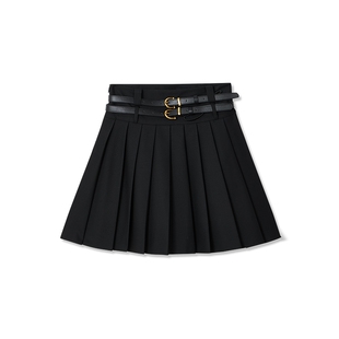 【商场同款】LILY新款复古双腰头百搭通勤百褶裙半身裙短款