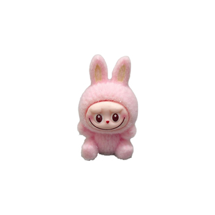 新款坐姿labubu植绒搪胶公仔办公桌立体摆件工位电脑桌面装饰摆件