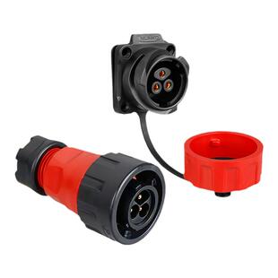 凌科YM24防水航空插头插座3芯公母对接45A镀金铜针IP68防水连接器