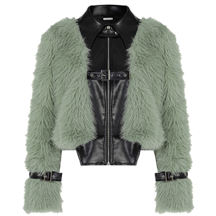 NOLA独家定制草绿皮带扣皮草毛外套—— Green fur&leather coat