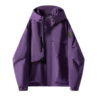 威廉福克斯三防科技户外仿紫色冲锋衣男女款春季夹克工装情侣外套