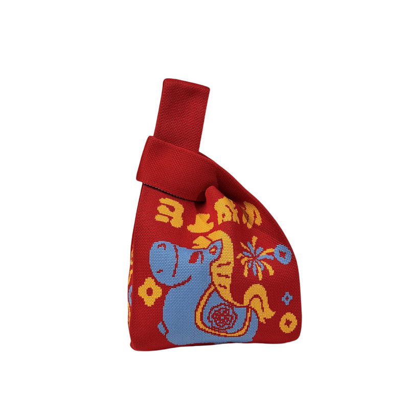 新年喜庆红色针织礼品包公司社区学校年会活动送礼礼品袋礼物袋