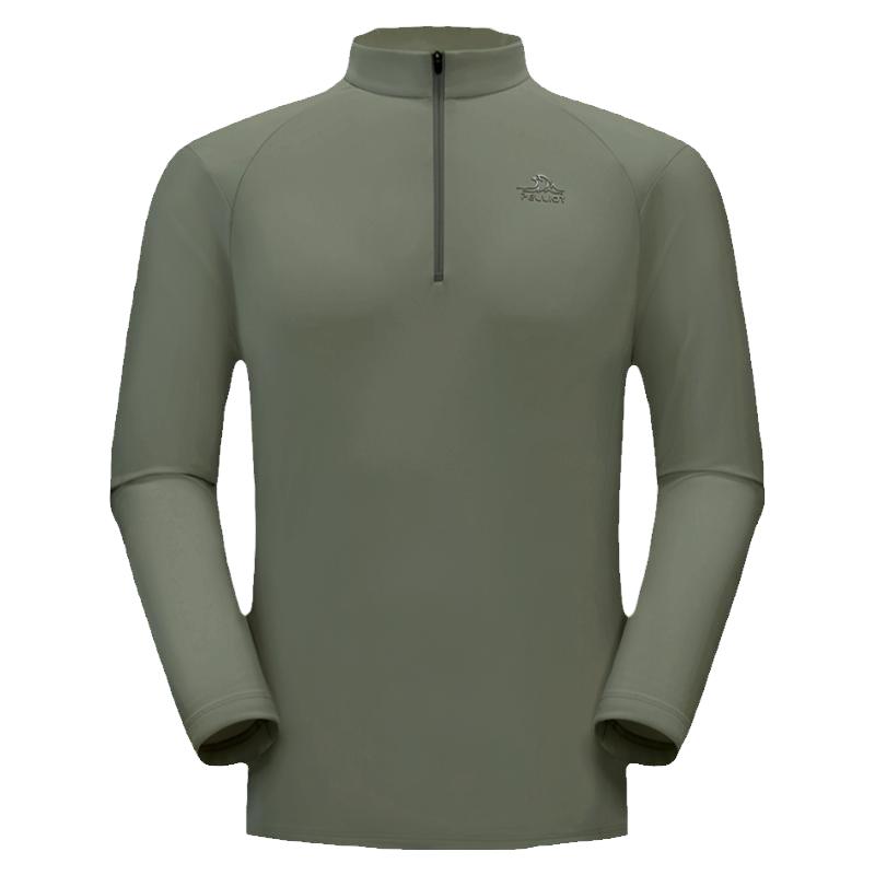 伯希和户外T恤加绒男运动保暖银离子抗菌登山半拉链立领上衣