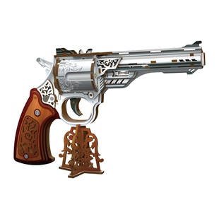 同趣左轮手枪模型木质拼图积木送男孩手工益智新年礼物枪火玫瑰