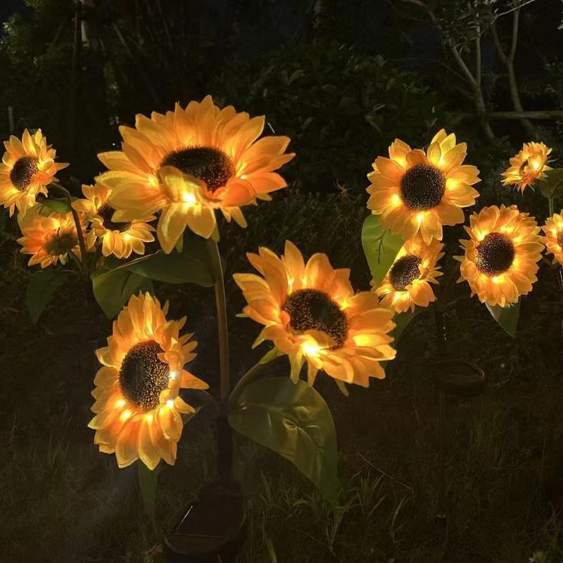 太阳能向日葵灯户外庭院别墅庭院灯阳台草坪太阳插地花园花太阳能