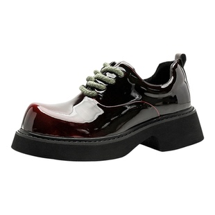 巴黎德比鞋男款厚底增高英伦风大头工装鞋亮面高级感通勤休闲皮鞋