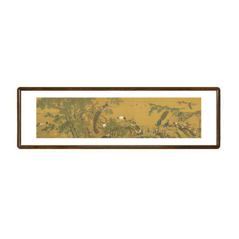 沈铨百鸟朝凤新中式实木框花鸟画