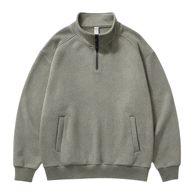 阳离子美式休闲半拉链立领卫衣