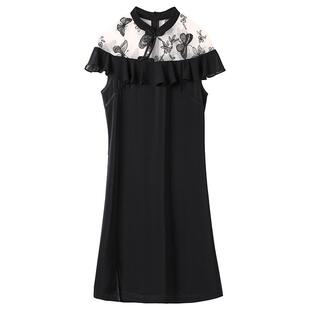 黑白格子复古旗袍春秋2025新款甜美大翻领年轻款少女新中式连衣裙