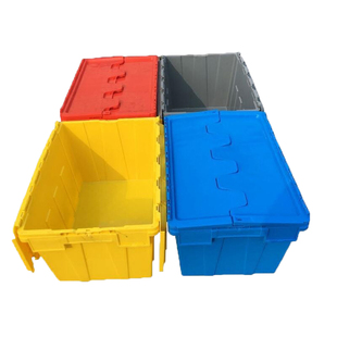 加厚塑料周转箱带盖物流运输折叠式框斜插式配送仓库收纳零件盒子
