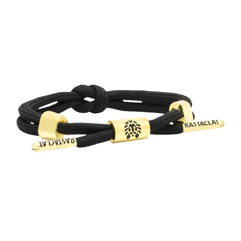 RASTACLAT官方正品绳结基本系列 JET BLACK黑金小狮子鞋带手链