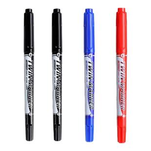 记号笔双头油性一粗一细勾线笔防水擦不掉美术勾边笔划线笔记号笔