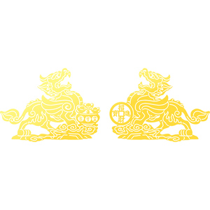 聚财貔貅贴纸一对招财进宝门贴挂件店铺办公室入户大门金属贴墙贴