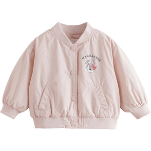 马克珍妮男女童萌趣小兔棒球服宝宝宽松外套薄棉夹克春秋装551650