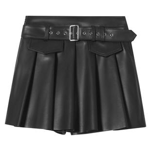 SALT.P可颜绵羊皮千禧朋克风腰带收腰百褶裙裤短裤冬款