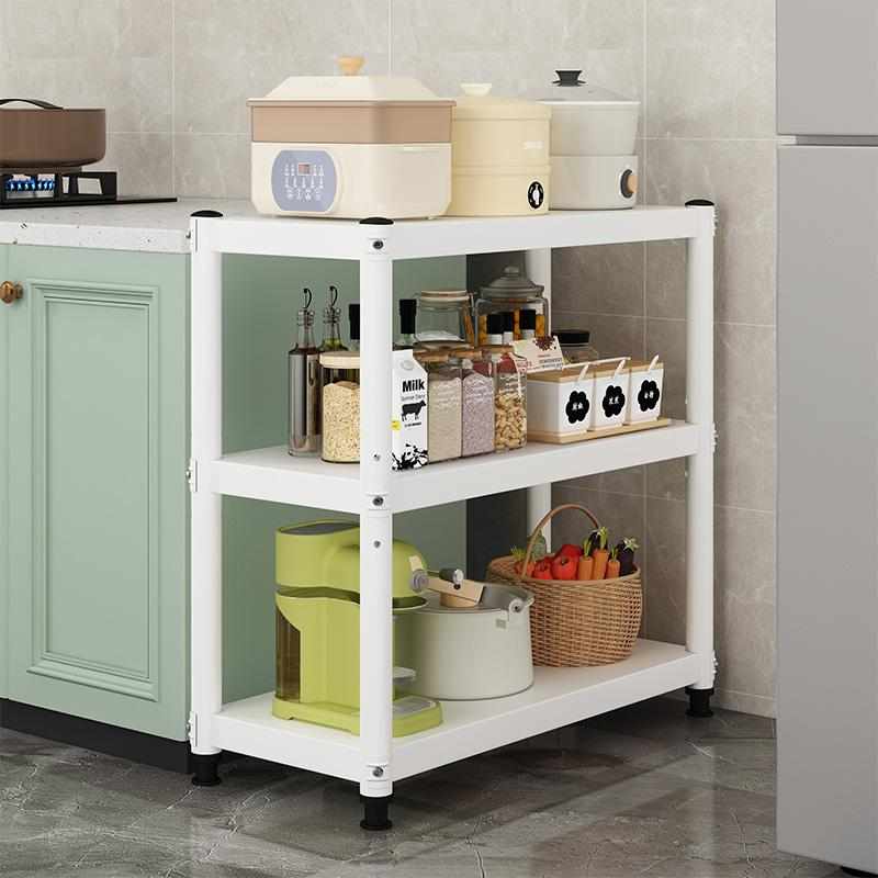 白色烤漆厨房置物架落地多层微波炉烤箱架冰箱缝多功能收纳架子