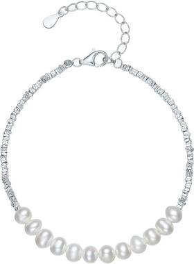 周六福S925银淡水珍珠手链女