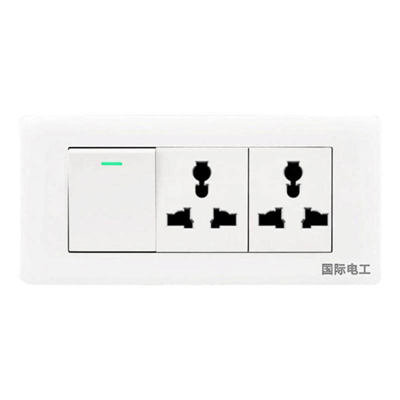 118型三位一开二插带双控开关插座面板10十孔6六孔暗装老式长条插