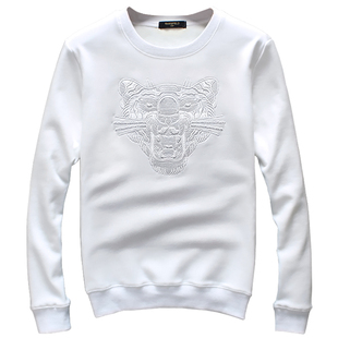 卫衣男薄款马年刺绣老虎头卫衣春季本命年套头ins虎男上衣男装红
