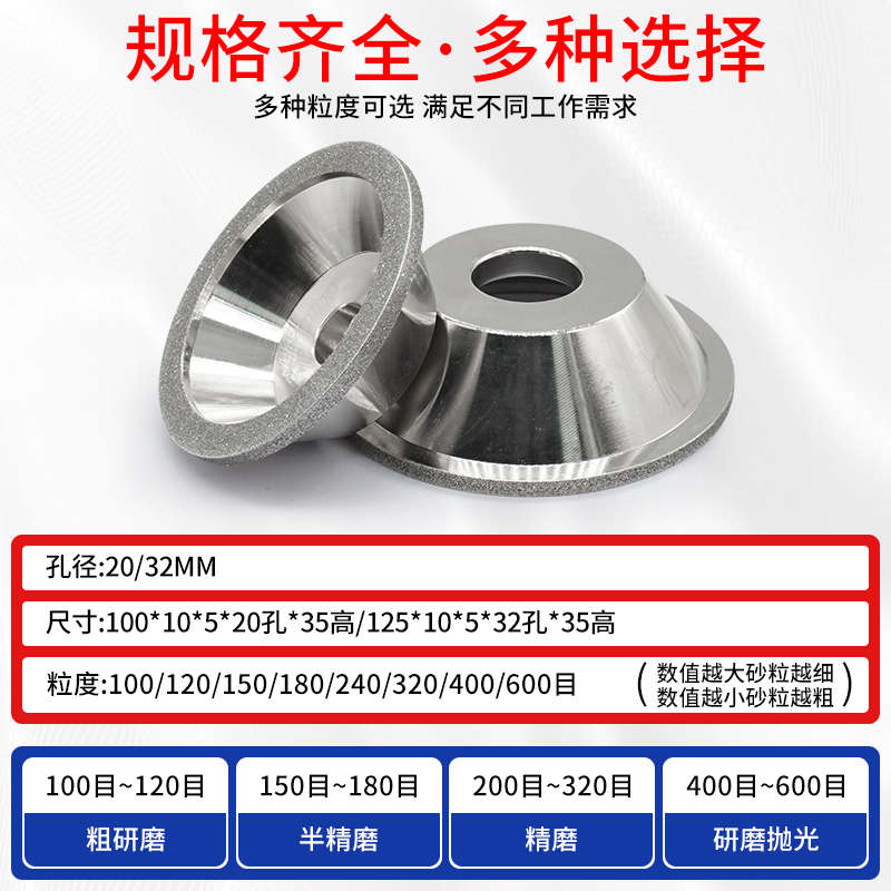 电镀碗型万能磨刀机砂轮特级电镀金刚石碗型平行钨钢钻石合金包邮