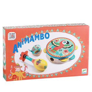 Djeco鹦鹉打击乐器组合套装宝宝音乐启蒙早教玩具3岁铃鼓响板木质