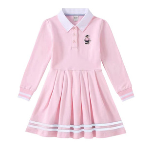 女童连衣裙2026春秋新款儿童宝宝纯棉学院风裙子女孩运动POLO裙夏