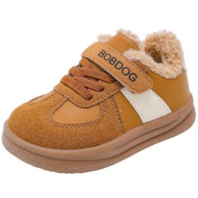 巴布豆童鞋儿童加绒鞋2025新款冬季男宝二棉德训鞋保暖男童学步鞋