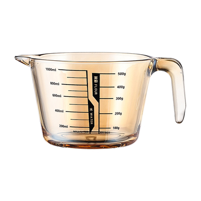 琥珀玻璃量杯带刻度过滤网大容量耐高温烘焙打蛋杯热牛奶专用杯子