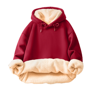 都市丽人藏青色卫衣外套女秋冬新款2025爆款加绒加厚初中生冬装A