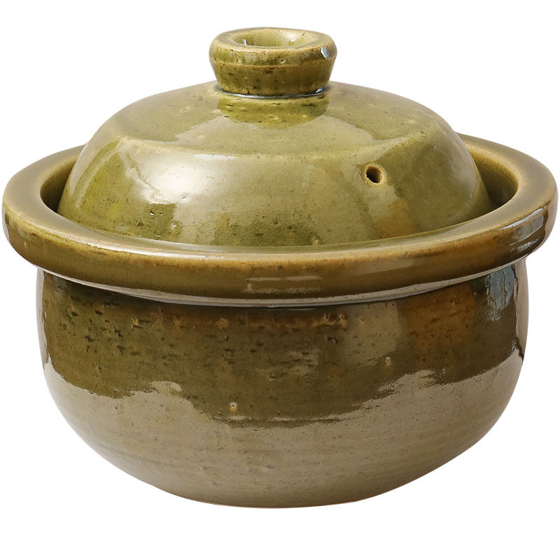 土锅信乐烧粗陶抹茶色耐高温饭釜