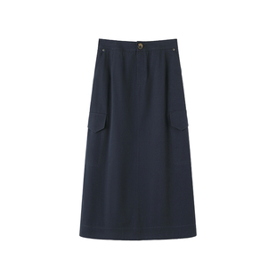 时然微胖大码女装纯棉半身裙2026夏季新款简约遮胯显瘦休闲工装裙