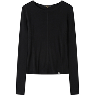 LINCCHIC金羽杰2026年春季新品简约圆领长袖T恤女S261FK147Y