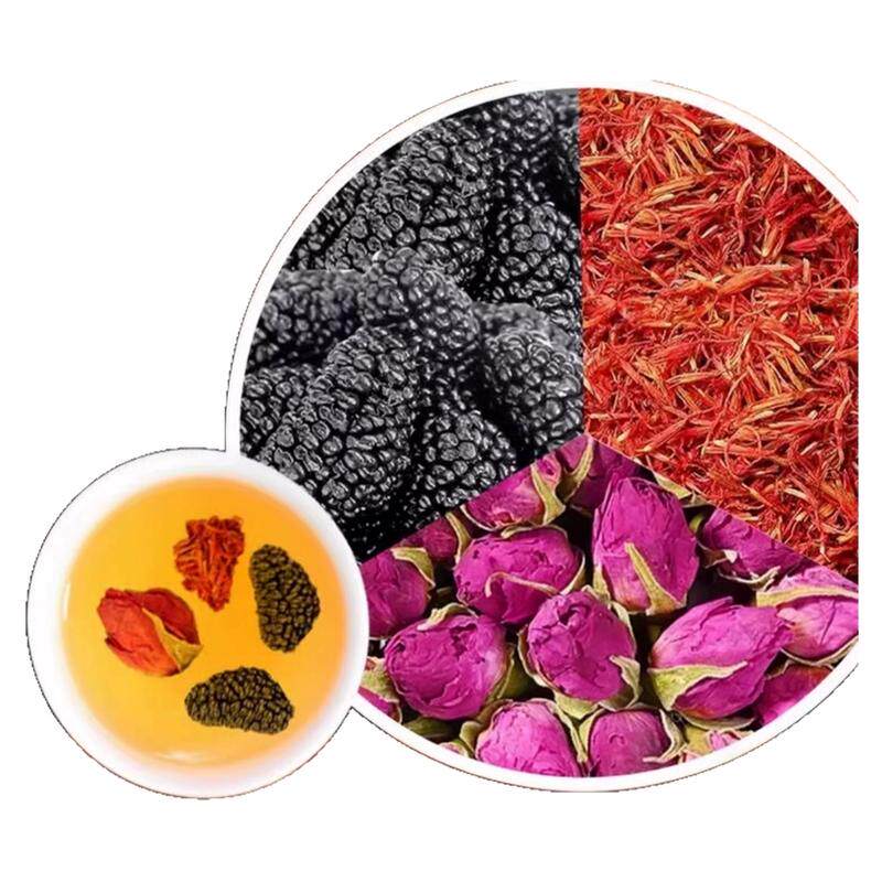 红花玫瑰花桑葚茶中药材正品红花2玫瑰花5g桑椹干5克泡水粉红佳人