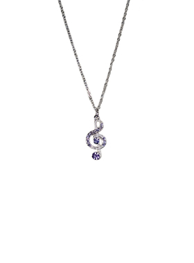 紫色水钻音符项链女生百搭毛衣链