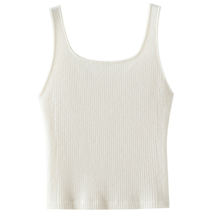 神版！通勤王哇~方领100%纯山羊绒衫女吊带背心女毛衣针织打底衫