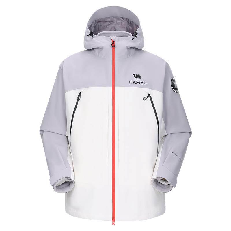 骆驼王者凯甲X冲锋衣女三合一粉色外套户外防风防水徒步登山服男