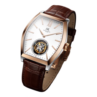 上海手表复兴系列酒桶形手动同轴中置陀飞轮男款机械表商务腕表