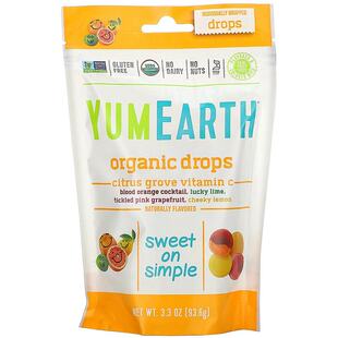 香港直发Yumearth有机维生素C硬糖柑橘香味无人工色素93.6g棒棒糖