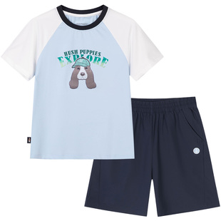 暇步士童装儿童速干套装夏装新品男大童休闲短袖女童运动短裤