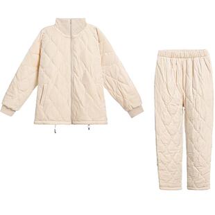 爱慕晴棉睡衣女秋冬加厚可外穿长袖长裤分身家居套装AM46A141