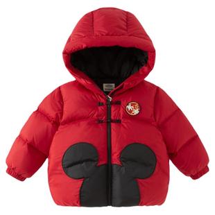 迪士尼IP戴维贝拉男童羽绒服冬季新款儿童男宝防水红色新年外套