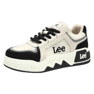 Lee男鞋2026新款秋季透气男士真皮板鞋厚底增高男生鞋子低帮潮鞋
