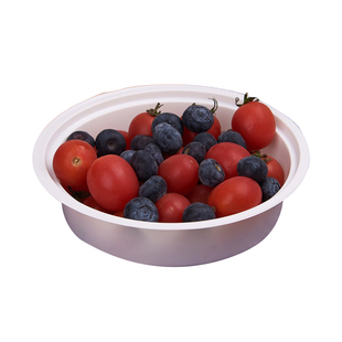 一次性餐盒内托白色透明塑料圆碗内碟汤碗双格菜碟饭盘双层碗打包