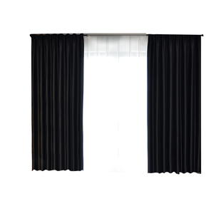 双面黑色遮光窗帘布个性复古摄影遮阳简约现代飘窗卧室窗帘成品