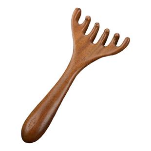 鹿角头部按摩经络梳子养生头疗工具天然檀木头皮刮痧疏通神器六爪