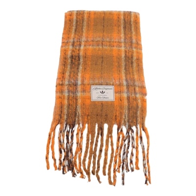 adidas阿迪达斯三叶草围脖新款冬女格纹毛绒流苏保暖围巾 IA8908