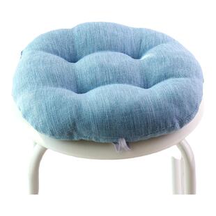 小时光纯色亚麻加厚圆坐垫冬季办公室椅垫学生幼儿园久坐屁座垫子