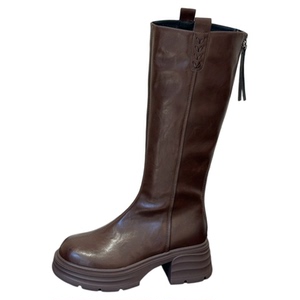 增高厚底长筒瘦瘦靴女2025冬季新款复古显瘦骑士靴加绒不过膝长靴