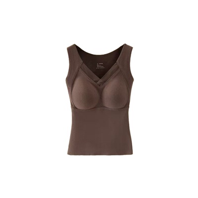 秋冬新款石墨烯保暖背心女带胸垫德绒免文胸固定杯发热一体式内衣