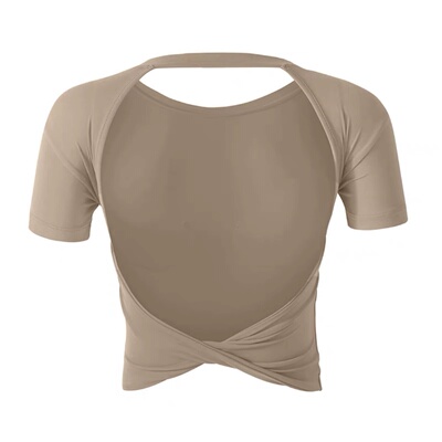 瑜伽服运动上衣女新款带胸垫短袖